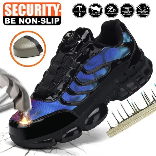 2026 New Steel Toe Shoes for Men Women Safety Work Shoes Air Cushion Construction Industrial Shoes Safety Shoes Lightweight Steel Toe Sneakers for Men