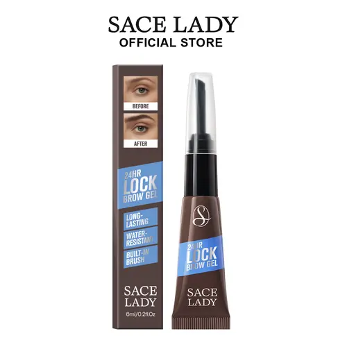 SACE LADY 24H Lock 6ml Liquid Brow Gel for Flexible Shaping - Waterproof Brown Mineral Oil-Free Enhancer with Built-in Brush, Color Correction, Natural Look & Maintenance (SummerFinds)