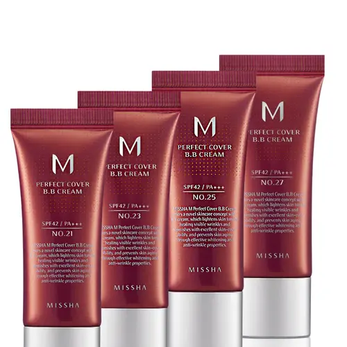 Missha MINI M Perfect Cover BB Cream SPF 42 PA+++ -TRAVEL SIZE -MINI-20ML - VARIATION- No 21/23/25/27 -20ML - MINI SIZE
