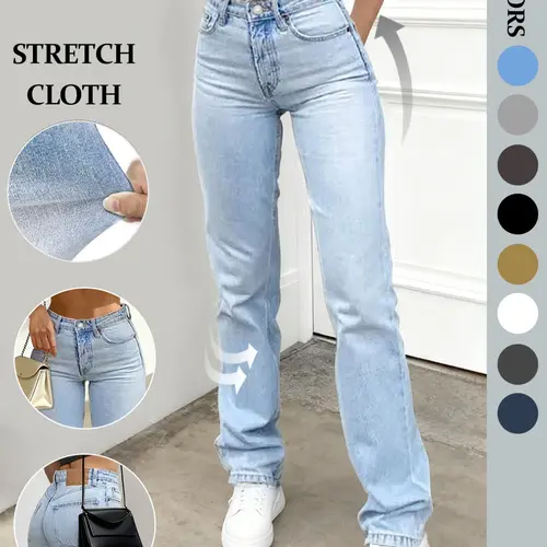 NVFelix Women's Light Wash Straight Leg Jeans, Casual Jeans Pants, Comfortable ElasticDenim,Casual Fashion for Daily Wear and OutdoorActivities, 2026 Spring Fall Clothes
