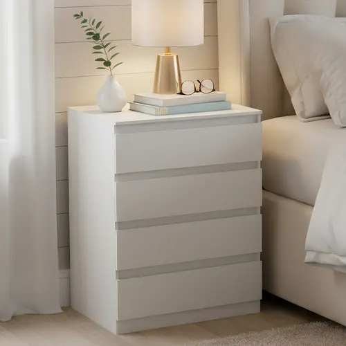 Spaco Practical 4-Drawer Sturdy Chest of Drawers - 32-in Tall Vertical Nightstand, Freestanding Wood Cupboard, Storage Design Furniture, Anti-Tipping Device Included, Room & House Decor Indoor Bedroom Furniture,dorm essentials,home decor