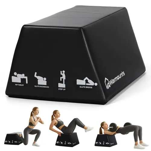 [Back To School] WARMOUNTS Sturdy Hip Thrust Bench - Large Multi-Functional Weight Training Equipment for Glutes Maxing, Lower Body, Resistance Workouts, Home Gym Space Saver with Carry Handle, Anti-Slip Base, Foam Pad, Smooth Rim, 700LB Load Capacity