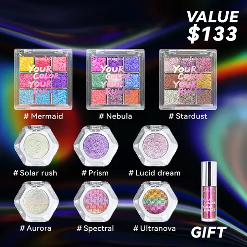 [Exclusive Set]Ourbella Best Sellers All-In Eyeshadow Bundle Set With Gifts, Sparkly Iridescent Shimmer Makeup, Color-Shifting Eyeshadow Set, Long-Lasting Metallic Smooth formula Eyemakeup, Gift for girls
