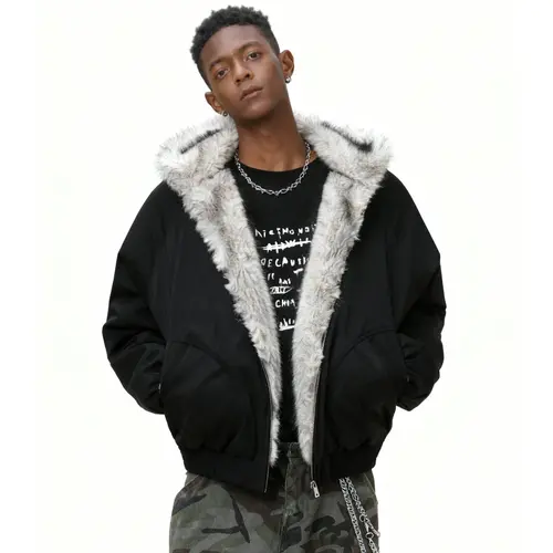 Inflation Men's Insulated Retro Fleece-Lined Solid Color Hooded Winter Coat - Windproof, Waterproof Casual Streetwear Cold Weather Gear, Hooded Coat