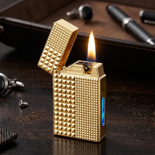 【Best Gift Choice 】 Intellegent Voice-Activated Metal Lighter (Fluid Not Included) 4 Ignition Modes,  USB Rechargeable – Smart Windproof Lighter for BBQ, Candles, Outdoor Use, Men's Gift