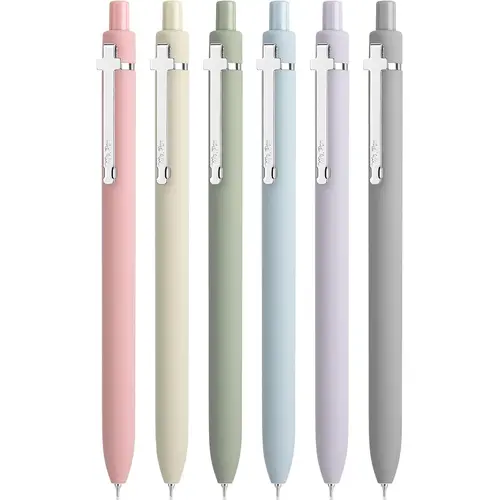 Mr. Pen- Retractable Gel Pens for Journaling, 6 Pack, 0.5 mm Black Ink, Color Barrel with Silver Cross Clip