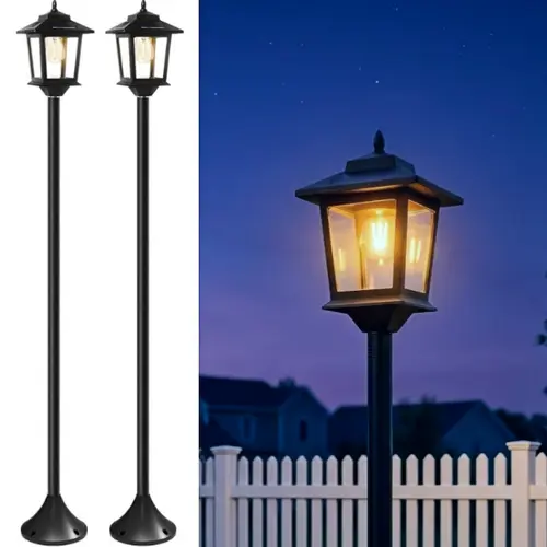 [2 Pack] 63" Solar Lamp Post, Outdoor Lights Waterproof, Patio Pole Light, Floor Lamp for Deck Pathway Backyard Garden Front Porch Decor, Warm White, Replaceable Bulb, Landscape Lighting, Christmasgiftideas,  #backtoschool