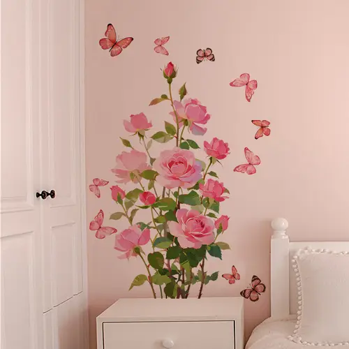 30*60cm Butterfly and Flower 2D Flat Wall Sticker, Home Decoration Self-Adhesive Wall Sticker, Bedroom Decor, Decorative Wall Decal, Butterfly Wall Decals M20253