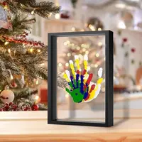 Wooden Transparent Handprint Frame Set, DIY Family Memorial Gift Kit, Acrylic Board, Colorful Paints, Holds Up to 4 Handprints, Modern Style #GLOBAL PICKS
