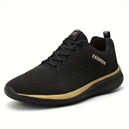 Men's Woven Knit Sports Shoes - Ankle Casual Trainers with Braided Laces, Lightweight Breathable Jogging Shoes for Gym, Outdoors Wear, Male, Basic, Sports Shoe, Casual Wear,shoes for back to school,back to school shoes