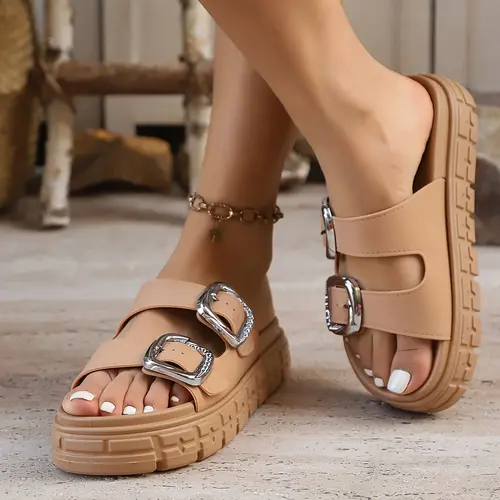 OFIREND Women's Bohemian Platform Sandals - Fashionable Wedge Shoes with Adjustable Buckle Foot Straps, Wide Thick Sole Slippers, Non-Slip TPR Sole, Cushioned Insole, Embellished Faux Cover for Summer Beach Vacation | Women's Shoe, Sandals Women