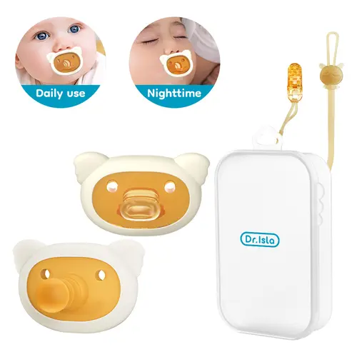 Dr.Isla PF09 Pacifier Soothie Chains for Newborns Soft Silicone Nipple Anti-flatulence Nano Silver Teether Gentle Comfort Safe Hygiene Soother for Infants