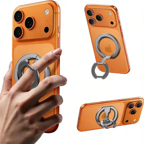 [BackToSchool] Strong Aluminum Multipurpose Phone Holder, Magnetic Cellphone Grip with Adjustable Kickstand & Finger Loop, Portable Accessory for iPhone 17 Pro Max/16/15 Plus/14 Pro/13 Mini/12, Samsung Mag Car Mount Friendly