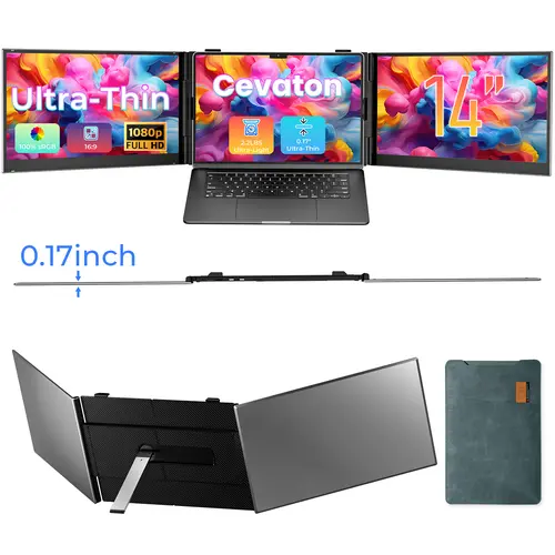 14-Inch USB-C Dual Laptop Screen Extender - Lightweight Ultra-Thin Portable Monitor for Content Creators, Traders, Increases Efficiency by Up to 300% #TikTokBackToSchool