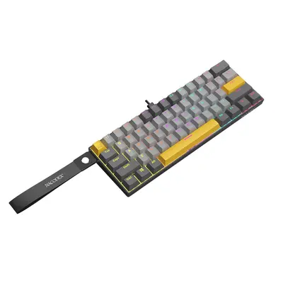 AJAZZ NK61 Mini Wired Gaming Mechanical Keyboard, RGB Lighting Keyboard with Red Switch, 61 Keys Ergonomic Computer Keyboard, Plug and Play, Compatible With Multiple Systems, Suitable for Gaming and Office, Lighted Mechanical Keyboard