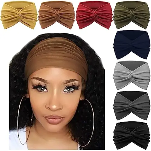 8-Pack Women's Wide Retro Sweat-Wicking Headbands, Boho Sports Hairbands for Yoga, Running and Daily Wear, Workout Headbands