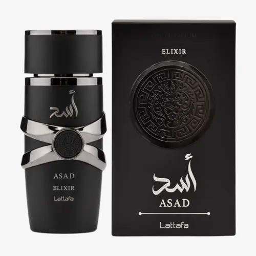 Lattafa Asad Elixir Men's Eau de Parfum, 100ml (3.4 fl oz) - Intense Perfume with Amber Vanilla, Long Lasting Scent, Aromatic Woody & Cedarwood Fragrance