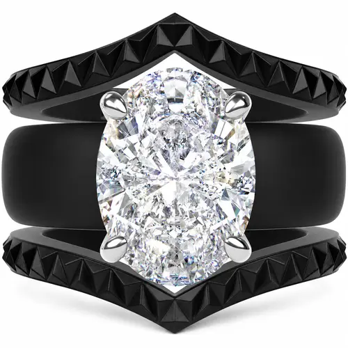 Silicone Ring Stackable Set – 11×8 mm Oval Cut CZ | Patented Design - GlowStone Collection