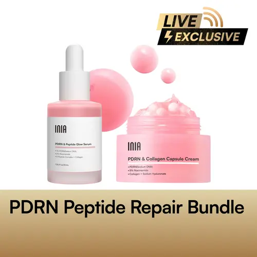 INIA PDRN + Peptide Repair Bundle – LIVE EXCLUSIVE Cream & Serum Duo with Salmon DNA, Peptides, Niacinamide, Galactomyces Ferment Filtrate for Deep Repair, Radiant Hydrated Skin, Safe for Sensitive Skin