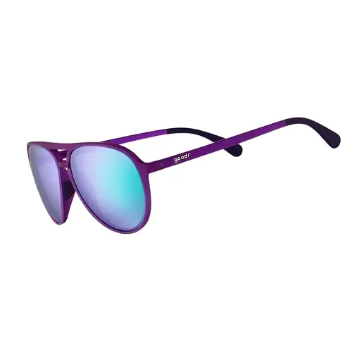 goodr It's Octupuses, Not Octopi Large Size (Mach G) Translucent Dark Purple Frame with Light Green Lens, UV400, No Slip No Bounce No Tangle