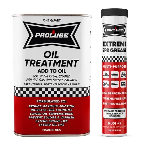 Prolube Bundle & Save - Oil Treatment 1 Quart & Extreme EP2 Grease 14 oz - Vehicle Specific Fit for Gas & Diesel Engines