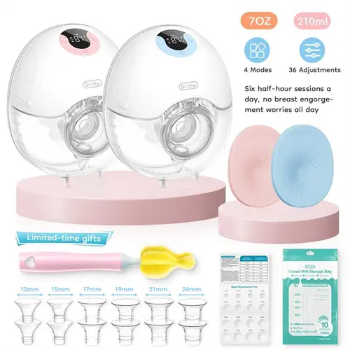 Dr.Isla EB46 Rechargeable Nursing Pump, Low Noise Fully Automatic Hands-Free Portable Pump for Travel, 1PCS Supports Automatic Pumping for Mothers
