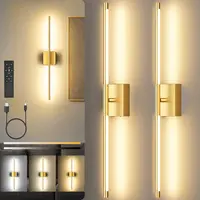 【Summervibes】Battery Operated Wall Lights Set of Two, 【Non-Removable Battery】10000mAH Rechargeable Wall Lamps with Remote Control, Dimmable Gold/Black LED Wireless Wall Sconces for Bedroom, Living Room, Hallway, Dining Room, 360° Rotate 3CCT,campingessent