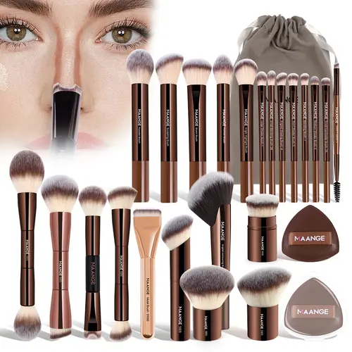 MAANGE 23Pcs Cosmetic Brush Set - Nose Contour, Concealer, Eyeshadow, Foundation Brushes, Soft Bristles for Gentle Application, Beginner-Friendly for Liquid, Cream & Powder Makeup Tools, Makeup Tools Set, All Makeup,back to school#backtoschool