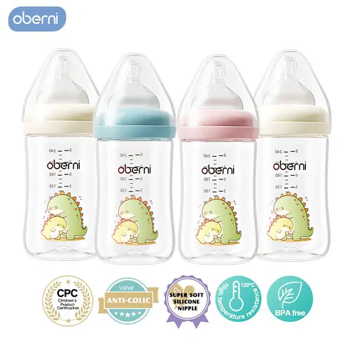 Oberni Wide Neck Breastfeeding Bottle for Newborns, 240ml/8oz BPA-Free Food-Grade PP, Ergonomic Natural Breast-Like Slow Flow Silicone Nipple, Anti-Colic, Natural Latch, Heating-Compatible Eco-Friendly Baby Feeding Accessory