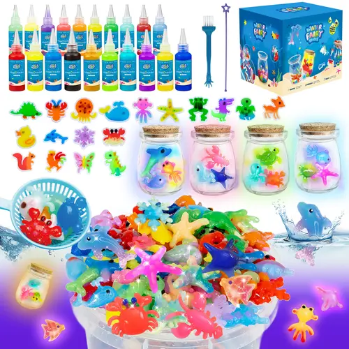 JOYSPOT 116Pcs Magic Water Elf Toy Kit Non-toxic and safe for Imaginative Craft Play, 20 Colored Gel, 18 Molds, Festival Gifts, Birthday Gifts, Party Favors, Family Friendly DIY STEM Projects for kids Summervibes tiktokshopbacktoschool,back to school
