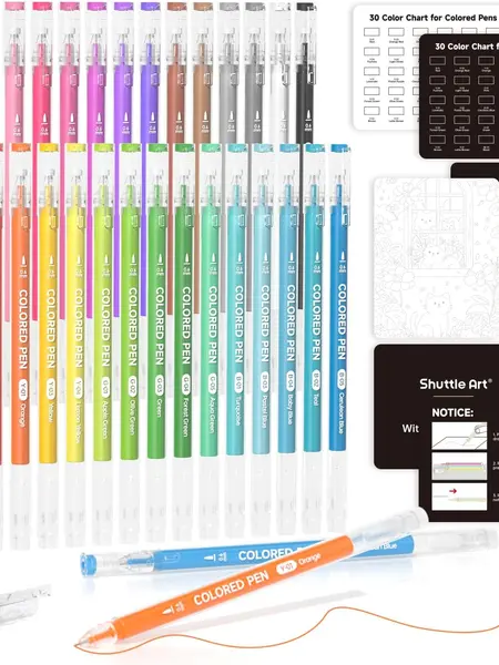 Shuttle Art-Colored Pens 22/24/30/72 Colors Cute Journal Pens 0.6mm Fine Point Colored Gel Pens for Black Paper Adult Coloring Writing Drawing Journaling Note Taking School Office Home,Design,Students