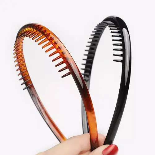 4pcs/2pcs Zig Zag Headbands for Women, Teen Girls, Men, Non-Slip Comb Hairbands, Casual Style, All Seasons, Leopard Pattern, Plastic Headband