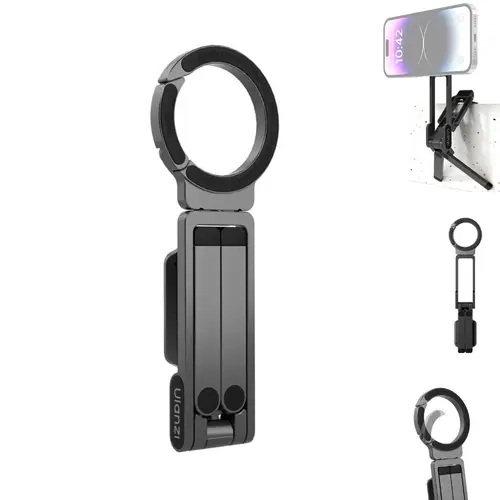 ULANZI MA38 Folding Magnetic Mobile Tripod Mount for iPhone 13-18, MagSafe-Compatible Aluminum Vlogging Gear with Double-Sided Strong Magnet, 1/4'' Arri Locating Hole, Foldable Hook, Ball Heads for Filming Setup (Wireless Magnetic Phone Holders & Mounts),