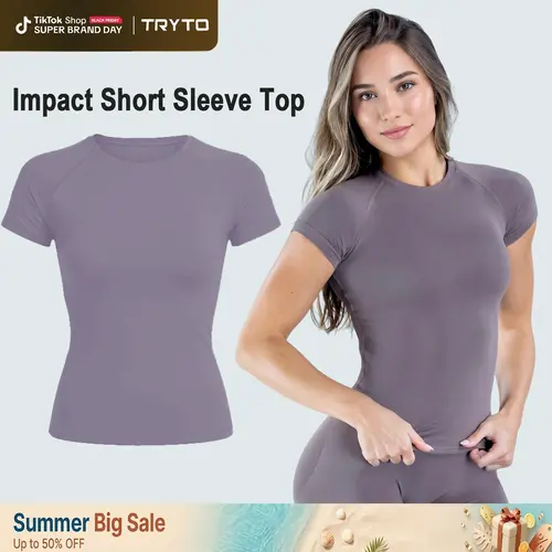 TRYTO Impact Short Sleeve Top  Fitness Impact Gymwear Tanks Women Workout Sportswear Activewear #BackToSchool