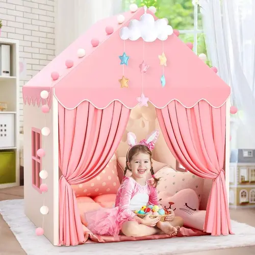 Indoor Princess Castle Play Tent, Kids’ Small Toy House Dollhouse for Pretend Play, Pop-Up Toddler Playhouse for Boys and Girls, Indoor/Outdoor Use
