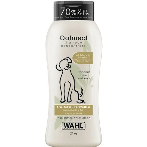Wahl USA Dry Skin & Itch Relief Pet Shampoo for Dogs – Oatmeal Formula with Coconut Lime Verbena Scent & Pet Friendly Formula, 24 Oz - Model 820004A