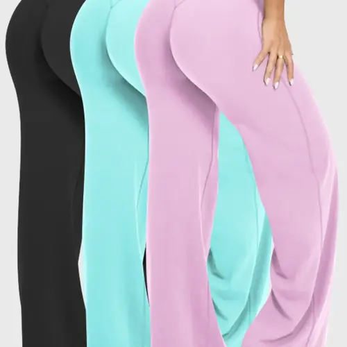 3 pcs Women's High-Waisted Straight-Leg Pants Set, Loose Fit Yoga Athletic Sportswear, Casual Outdoor Fitness Wear, Workout Gym Wear, Activewear Gym Sportswear Bottoms, Athleisure Pants, All-Season Street Style
