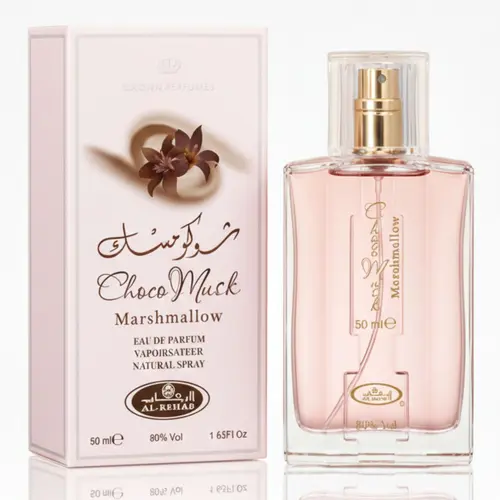 Al Rehab Choco Musk Marshmallow Unisex Perfume Spray - 50ml (1.65fl.oz) Long Lasting Perfumes, Marshmallow Gourmand Fragrance, Sweet Musk with Creamy Vanilla & Chocolate Notes, Mood-Lifting Youth-Focused Aroma for Casual Wear