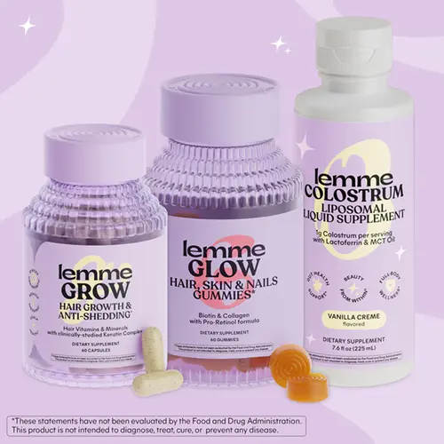 Beauty Bundle - Lemme Grow Capsules, Lemme Glow Gummies & Lemme Colostrum Clear Skin Liquid, Hair Growth Capsules + Hair, Skin & Nails Gummies with Biotin, Collagen Peptides & Vitamins A, C, E + Clear Skin Colostrum Liquid