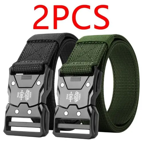 Men's Tactical Nylon Braid Belt - Durable Stretchy, Quick-Release Metal Adjustment Buckle, Adjustable Fit for Outdoor Hunting, Sports - Adult Casual Accessory, Gift for Him