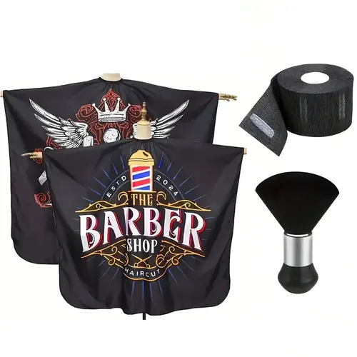 Professional Hair Salon Apron Set - Anti-Static, Non-Stick Cutting Apron with Adjustable Neck, Haircare Tool Including 1 Heatless Broken Hair Cleaning Brush and 1 Disposable Elastic Neck Strap, Salon Supplies