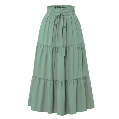 Women's Midi Skirt, High Waist Fitted Solid Color, Spring & Fall Street Style, Casual Daily Wear, Bohemian Fashion Trendy Day