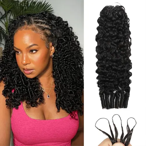 Burmese Curly Feather Crochet Human Hair Knotless Invisible, Pre-Separated Lightweight Curly Crochet Hair , Reusable Miracle Knots Human Crochet Hair for Black Women.  Recommend 4 Packs for a Full Head.