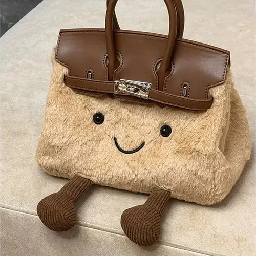 Cute Plush Fashionable Casual Crossbody Bag for Women, Cartoon Fashion Handbag, Stylish and Cozy Accessory, PU Tote Satchel, Crossbody Puffy Bag