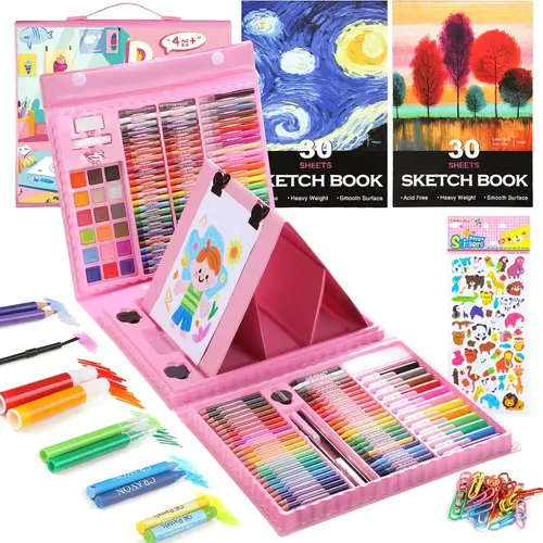 237-Piece Kids Art Set with Double-Sided Easel, Painting Kits for Kids Ages 4-8, Non-Toxic Art Supplies for Girls and Boys, Drawing Set with Watercolor, Oil Pastels, Back to School Gift for Kids, Toddlers, Coloring Books, #tiktokshopsummersale