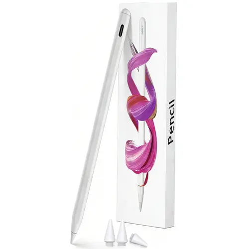 Active Stylus Pen for iPad - Bluetooth Plastic Art Tool with Fast Charging, Palm Rejection, Tilt Sensitivity, Button, Batteries, Popular Tablet & Computer Accessory Compatible with iPad 6/7/8/9/10, Pro 12.9-in/11-in, Air 3/4/5, Mini 5/6/7 (Back to School)