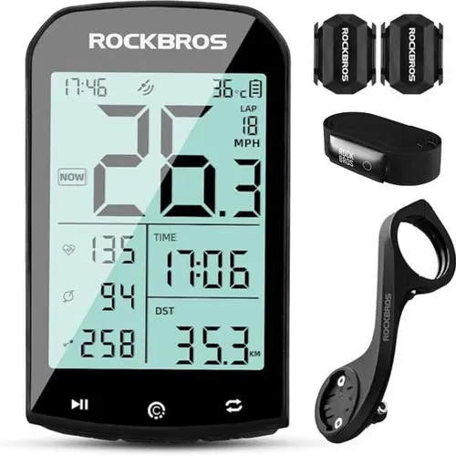 ROCKBROS Wireless Bike Computer - ANT+ Bluetooth, Power+HR+Cadence Compatible, Mini Speedometer Odometer, Waterproof GPS/BDS/Galileo Position System for Cycling