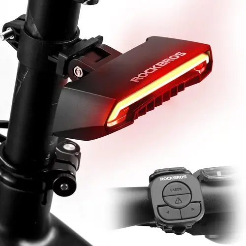 ROCKBROS Bike Tail Light Smart with Turn Signals, Wireless Remote Control Brake Bike Rear Light USB Rechargeable Bicycle Back Warning Light for Night Riding Safety