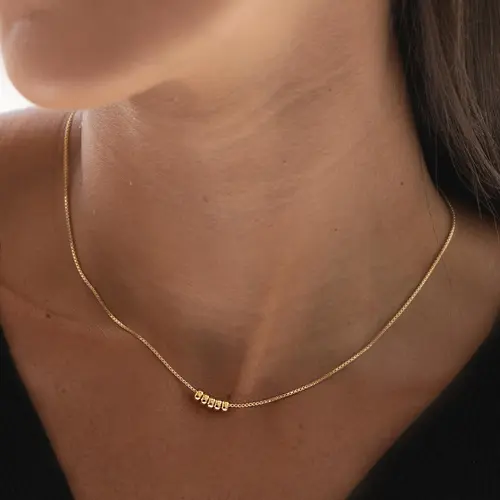 VENOCO Cute Pendant Dainty Gold Bead Necklace for Women 14k Gold & SIlve Plated Womens Bead Necklaces Small Waterproof Necklaces for Women Suitable for Valentine's Day gift and Daily Wear, Cute Accessories, Accessories For Women, Gold Plated Necklaces