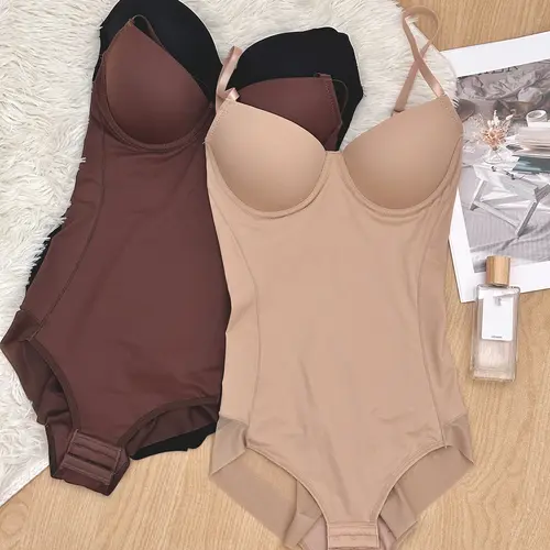 Women's Slimming Body Shaper One-Piece Set, Shapewear, Underwear, Adjustable Strap, Patchwork Pattern, Regular Fit, All-Season Wear, Casual Style, Post Surgery Shapewear, Vneck Shapewear
